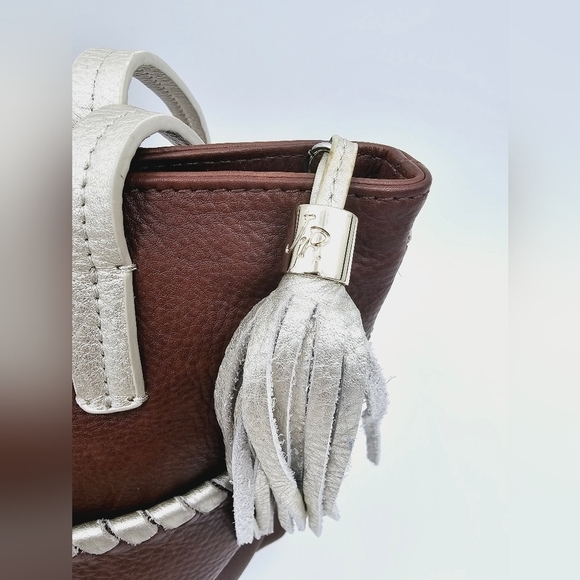 Jack Rogers Brown Leather Shoulder Bag Purse with Tassel - Picture 4 of 16